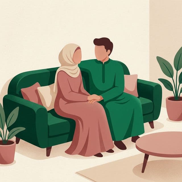 Muslim couple sitting together