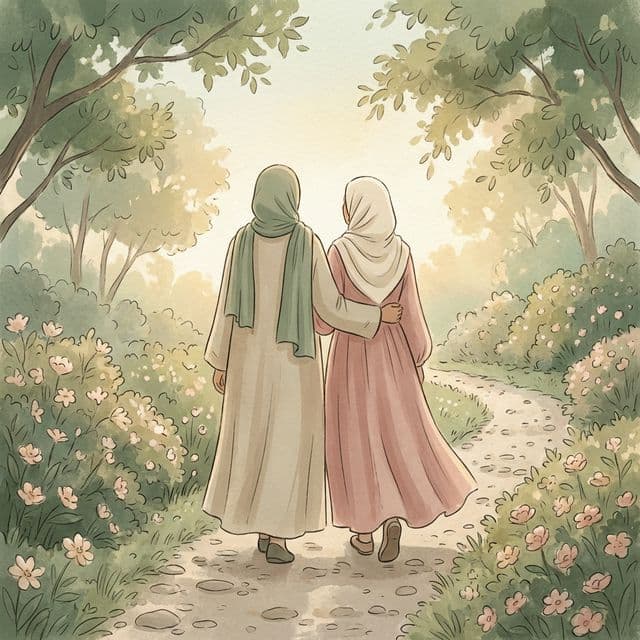 Muslim couple walking together